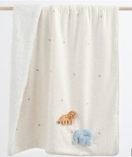 POTTERY BARN BABY PLAYTIME ELEPHANT SHERPA BLANKET 30X40 NEW