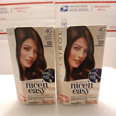   LOT (2) CLAIROL nice  n easy # 4G DARK GOLDEN BROWN PERMANENT HAIR DYE  