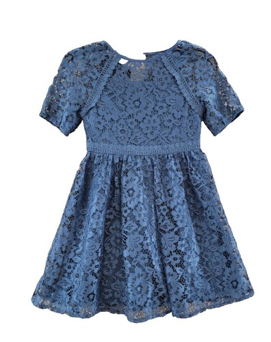 LOFT Navy Blue Lace Overlay Dress Women's Size 10 Short Sleeve | eBay
