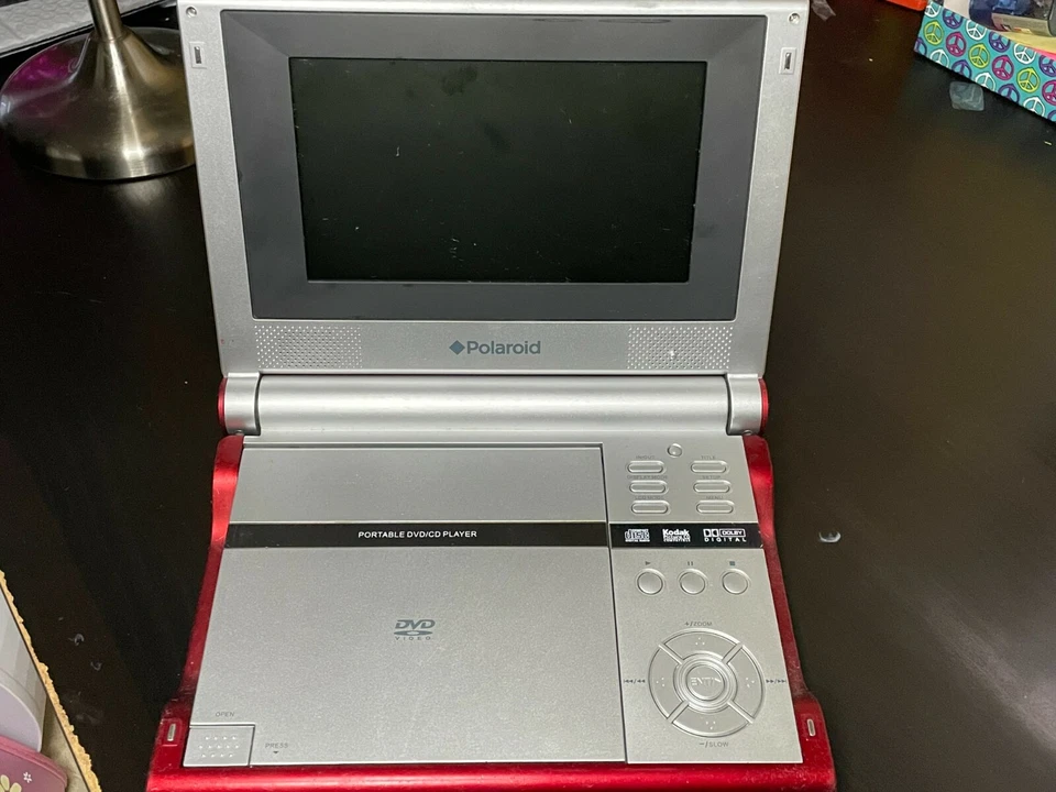 Reproductor de DVD portátil Polaroid PDX-0073 rojo 2006 reproductor de discos CD LEE DISCO  Foto 2 de 4