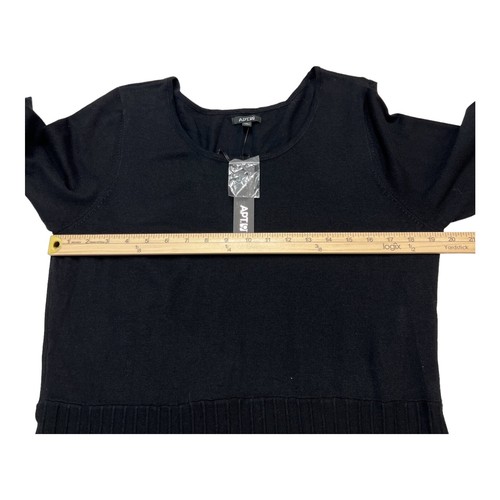 Apt 9 Dress Womens XL Black Ribbed Sweater Midi Aline Scoop Neck Neutral Office - Picture 5 of 8