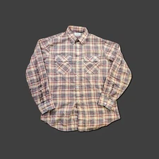 Rare Vintage Levis Big E Plaid Shirt Medium Red Beige Distressed