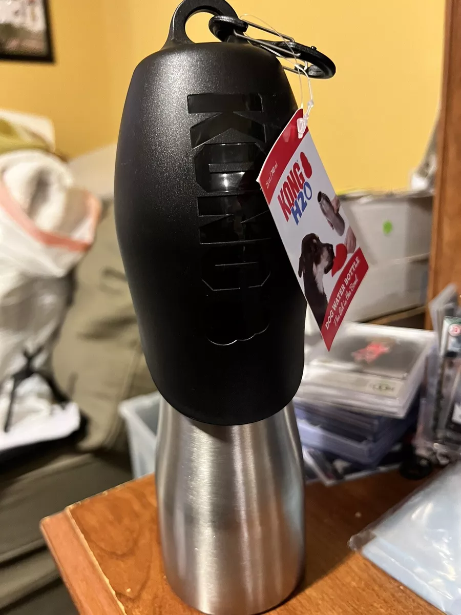 KONG H2O Stainless Steel Dog Water Bottle Pet Travel Bowl 25 oz Black NWT
