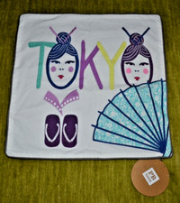 Pottery Barn Teen Destination Tokyo Embroidery Pillow Cover 18" x 18" NEW