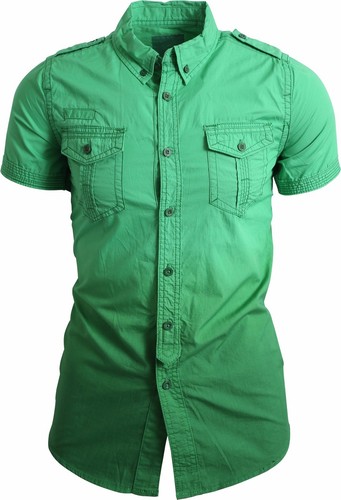 Herren FREIZEIT SHIRTS MIT KNOPF NACH UNTEN Kleid T-Shirt kurzärmelig schmale Passform Sommer gewebt - Bild 49 von 62