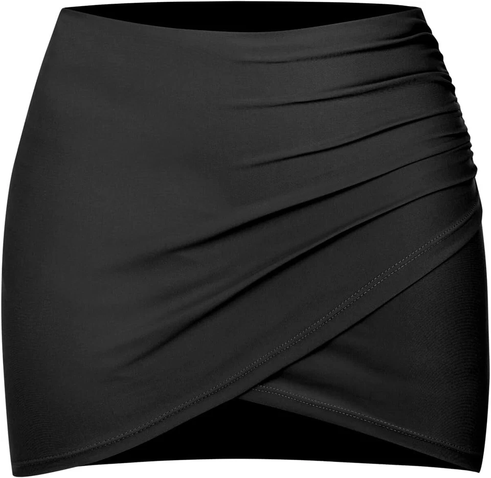 Saia de natação cintura alta controle de barriga parte inferior de biquíni franzida - Imagem 4 de 4