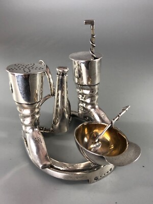 Victorian Silver Plated Equestrian Cruet Set Elkington BEZX UK