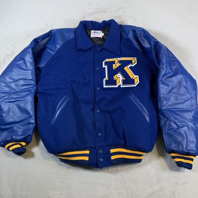 Vintage NEFF Jacket Varsity Letterman Mens XL Blue Wool Leather