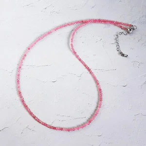 Pink Tourmaline Delicate Stone Beads Necklace Tourmaline Crystal Dainty Choker