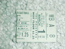 1958 Middle Atlantic Conference Men's Basketball Tournament Ticket 3/1 Hofstra