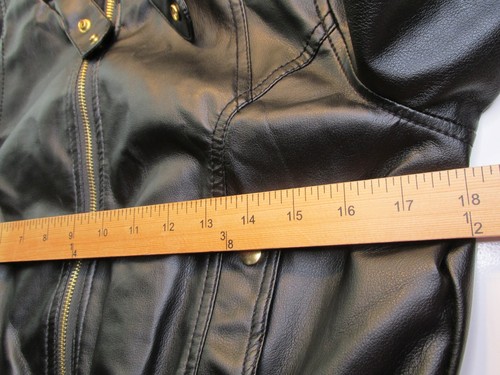 NWOT ASHLEY Bomber Jacket Girls Size XL Black Faux Leather Studded Full Zip - Picture 12 of 14