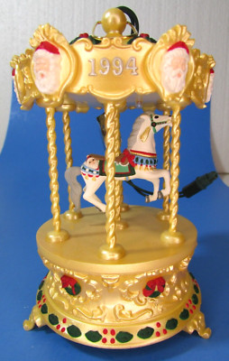1994 Hallmark Magic Ornament TOBIN FRALEY HOLIDAY CAROUSEL Light & Music *VIDEO*