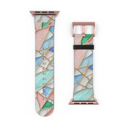 Stained Glass Kintsugi Style Apple Watch Band, Faux Leather, Apple Watch Strap - 第 15/33 張圖片