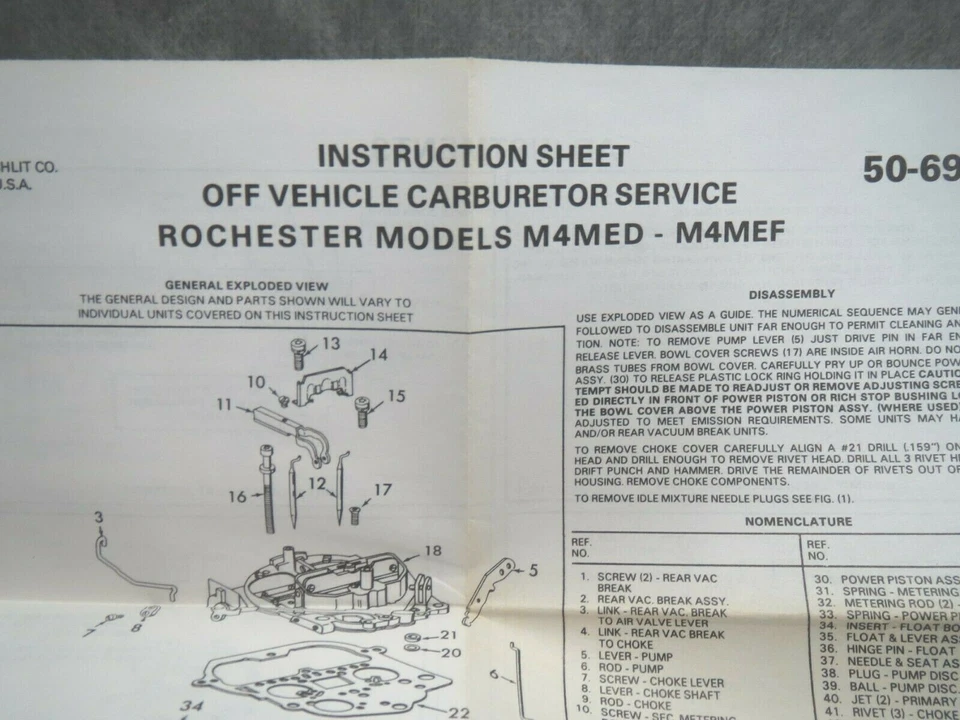 Carburetor Repair Kit for Chevrolet GMC BWD 10933 Made in USA - Ships Fast! - Image 4 of 4