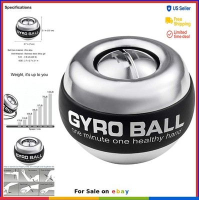 Power Gyro Ball Auto-Start Wrist Strengthener LED Lights Forearm Exerciser Grip