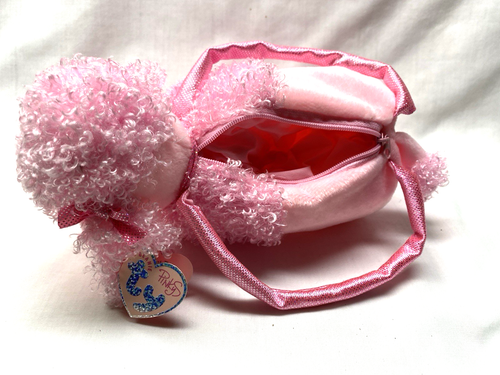 Ty Pinkys - FAB the Pink Poodle Dog Purse (9 Inch) Plush Stuffed Animal Toy - Picture 5 of 7