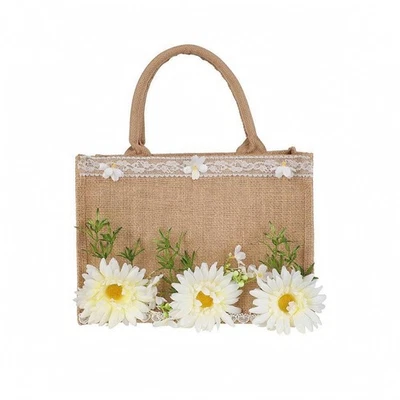 Sac Cabas En Jute Naturel Sac En Jute Tissé Structuré - Photo 1/4