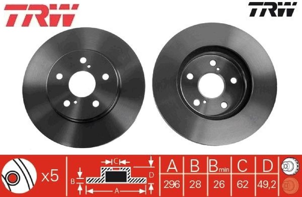 2X Bremsscheibe TRW DF4204 2 Bremsscheiben Vorderachse Vorne-image