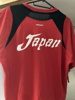 ASICS Japan Wrestling Team T-Shirt Red National Model Rare L Size from Japan