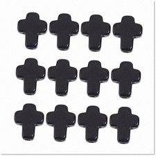200 Black Synthetic Turquoise Cross Beads for Jewelry Making