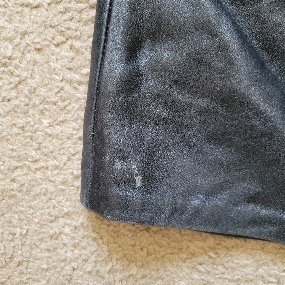 Falda lápiz vintage Hugo Buscati 100 % cuero negro genuino para mujer talla 10 Foto 3 de 4