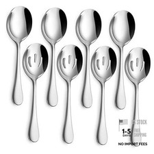 8-Piece Serving Set - Includes 4 Spoons and 4 Slotted Spoons, 18/8 Stainless