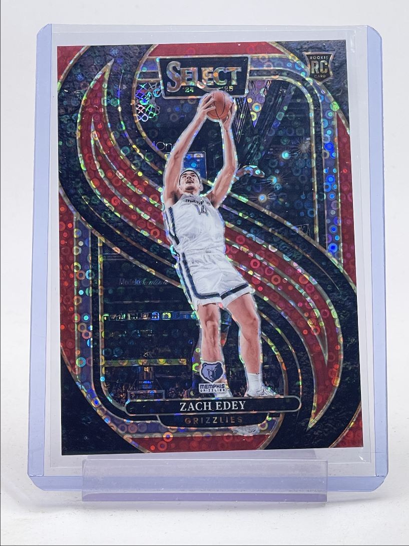 ZACH EDEY 2024-25 SELECT PREMIER LEVEL ROOKIE RED DISCO PRIZM RC /49 Q4865