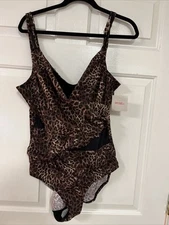 Ruby Ribbon Swimsuit 20 Leopard Black Colorful  One Piece Slimming Tankini