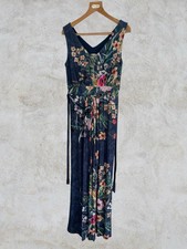 Monsoon Maeve blue maxi dress featuring a floral bodice & gathered skirt Small