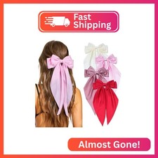 4 Pcs Hair Bows for Women Big Ribbon Bows for Hair Long Tail Bow Hair Clips Cute