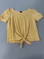 W5 Shirt Womens Medium Yellow White Tie Front...