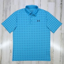 Under Armour Shirt Mens Medium Blue The Playoff Golf Polo Loose Fit Stretch