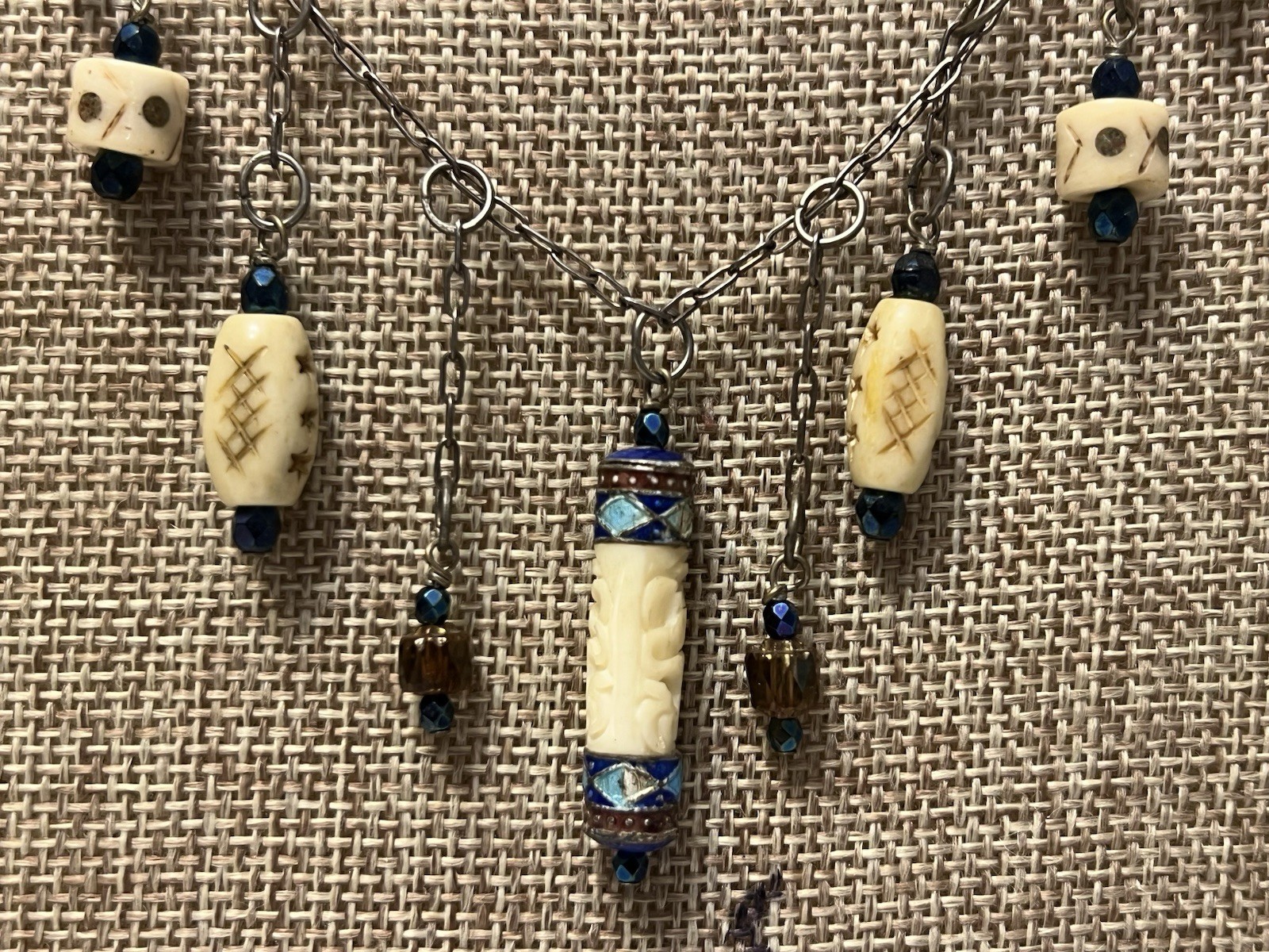 NATIVE VINTAGE BEAUTIFULLY DRAMATIC BONE Cloisonn… - image 5