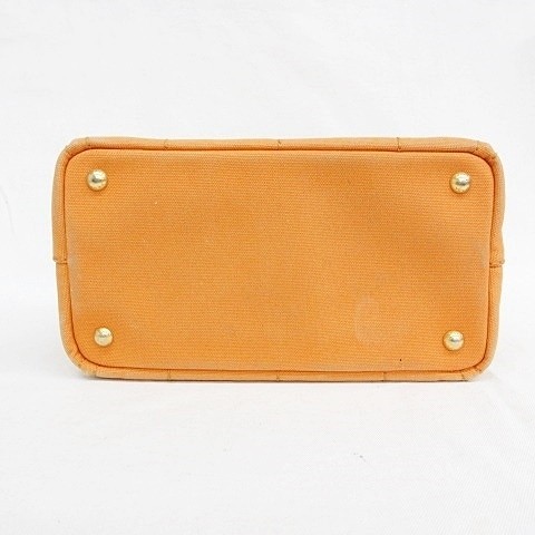 PRADA CANAPA S Mini Tote Bag Canvas Orange AA Ladies from japan thumbnail 5