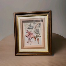 Beautiful Vintage Decoupage Pink Fuschia Flower Box Framed Picture Rob Pohl VGC