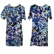 Peter Pilotto for Target Floral Abstract Draped Sheath Dress Blue Purple Large
