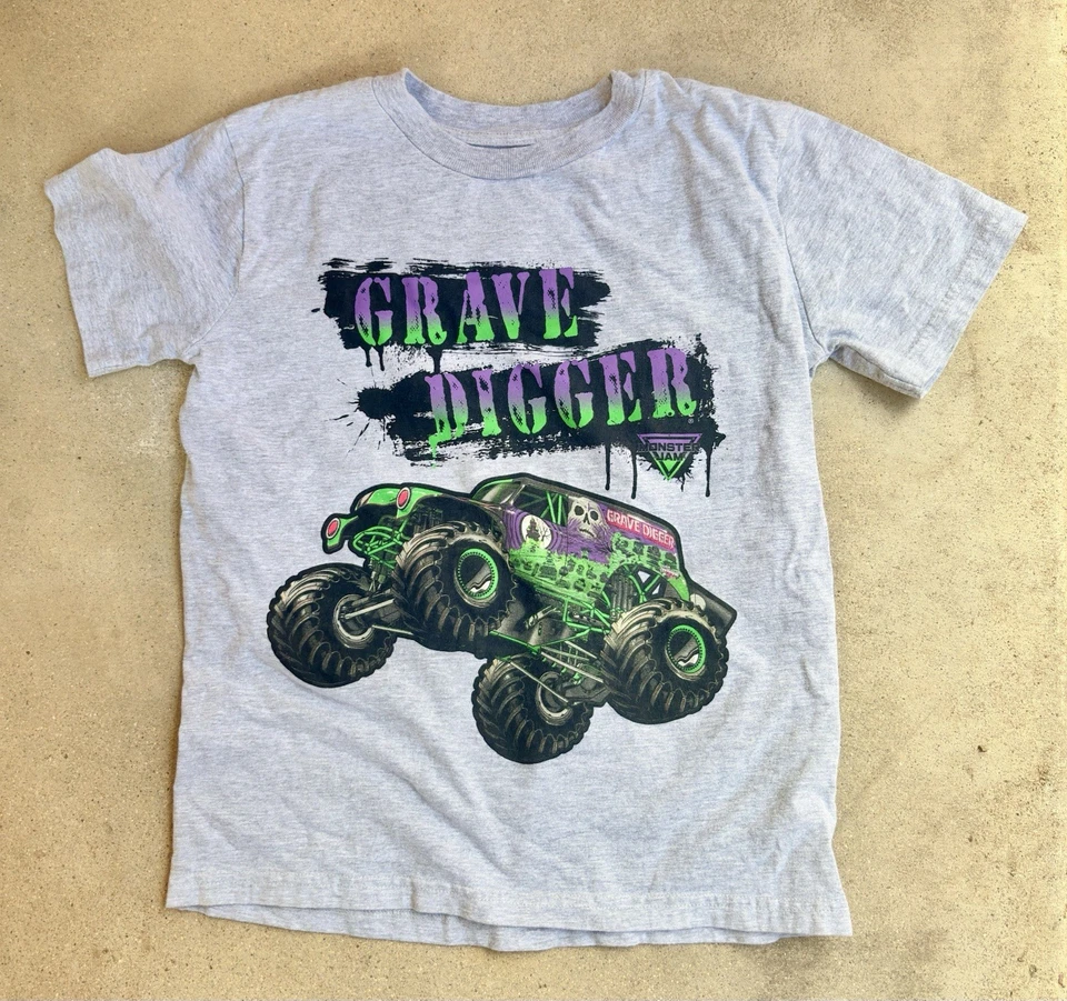 Lote de 2 camisetas Monster Jam Youth 10-12 Grave Digger Megalodon para niños Foto 3 de 4