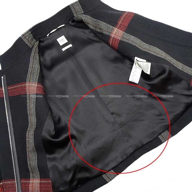 ALTRA [Preamata] Giacca Bikie Frange Donna HERMES Check Noir (Nero) Rosso Bianco (...