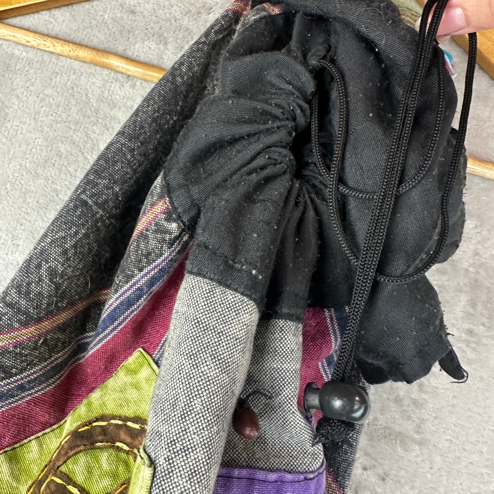 Boho Patchwork Peace Sign Backpack Multicolor Hip… - image 3