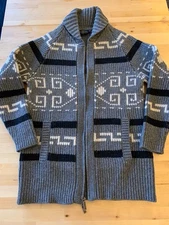 Pendleton Westerly Wool Long Cardigan Sweater Gray Black Big Lebowski Women’s XS
