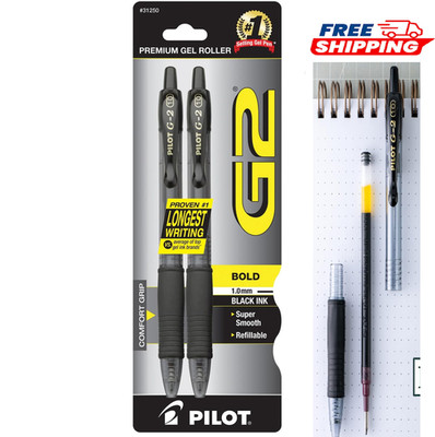 Pilot G2 Premium Gel Pens, Black Pens, Bold Point 1 mm, 2 Black