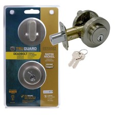 True Value TruGuard Single Cylinder Door Deadbolt Satin Nickel 221750