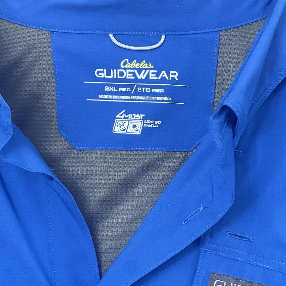 Мужская рубашка 2XL CABELA'S GUIDEWEAR с длинным рукавом с вентилируемыми карманами UPF 30 Fish - Изображение 3 из 4