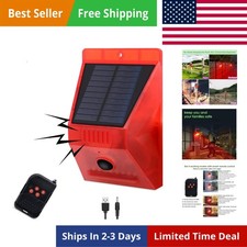 Solar Outdoor Motion Sensor Alarm-129db Loud Siren Lamp Noise Maker, 4 Workin...
