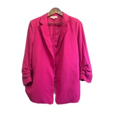 Philosophy Blazer Women Medium Pink Excellent Ruched Sleeve Open Front Jacket