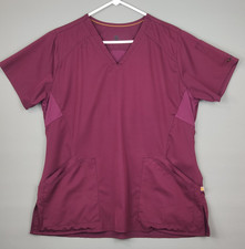 Carhartt Force Scrub Top Womens L Maroon Twill Vented Medical Nurse C12106