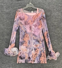 Byoauo Bikini  3 Pieces Total Pink 2 Piece Swim With Floral Coverup Womens Med