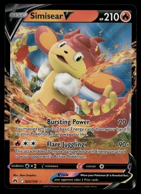 Simisear V Crown Zenith 022/159 Pokemon TCG