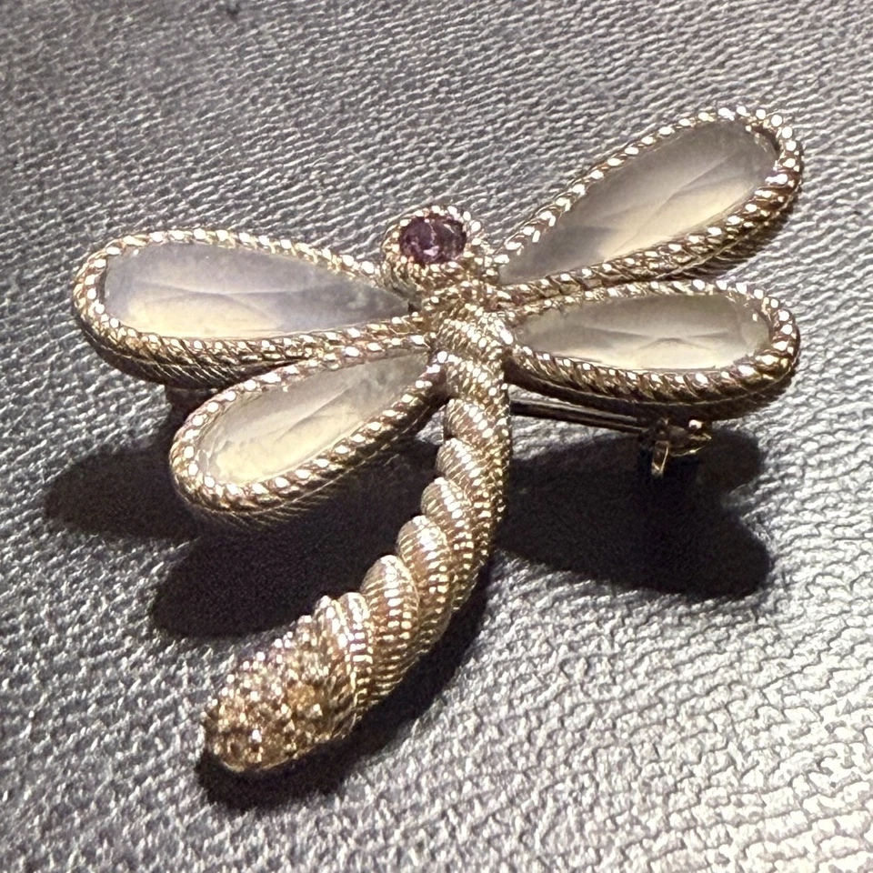  Judith Ripka Dragonfly Sterling Silver, Chalcedony, Amethyst & CZ Pin/Brooch - Image 2 of 4