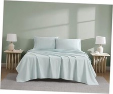 Luxury Cotton 300 Thread Count Organic Cotton 3-Piece Sheet Set Twin Aqua